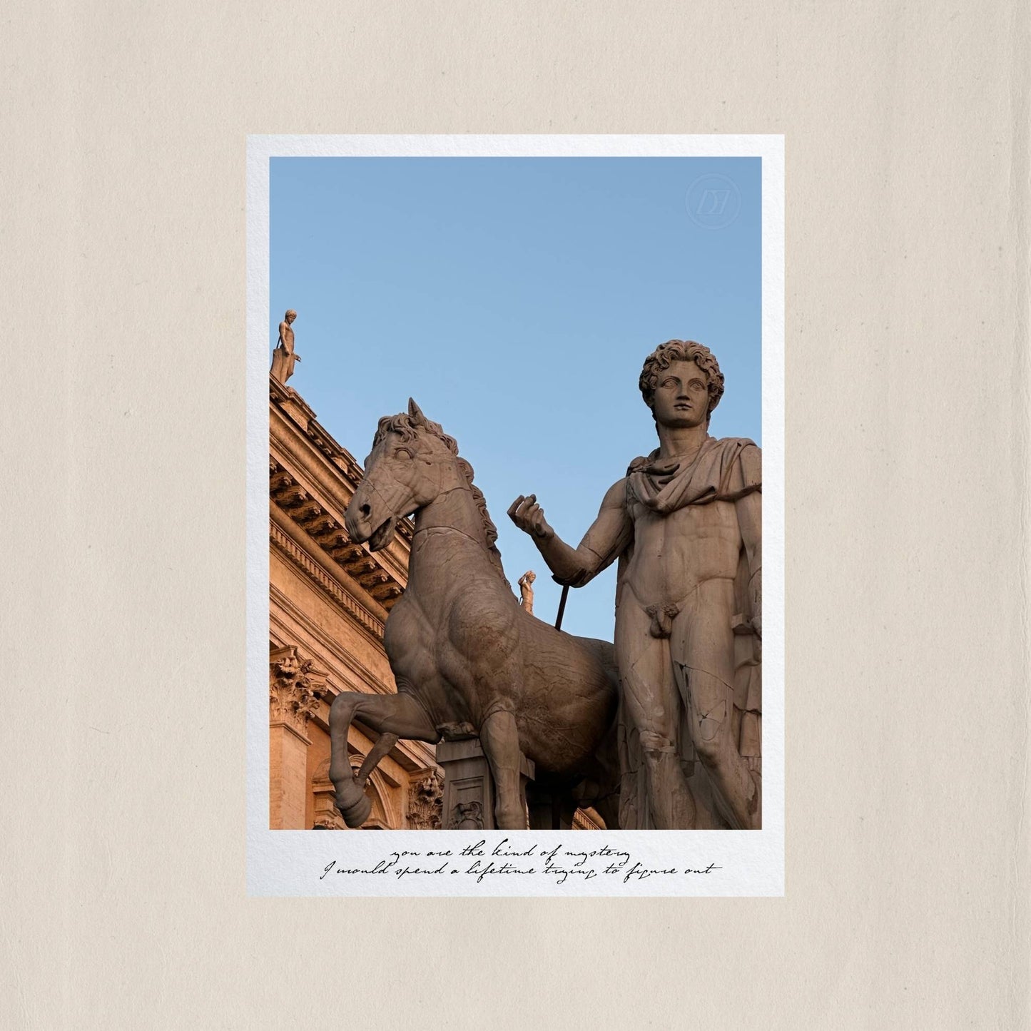 Castor taming his horse on the Capitoline Hill, Rome – Des Épigraphes. Captured by Tolga Avan.