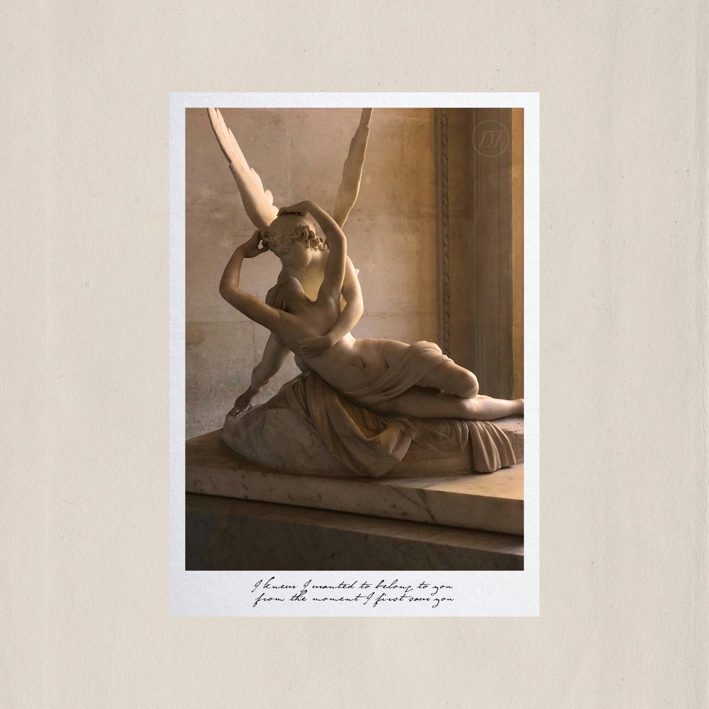 Canova's Psyche Revived by Cupid's Kiss, bathed in the warm light of the Louvre, Paris – Des Épigraphes. Captured by Tolga Avan.